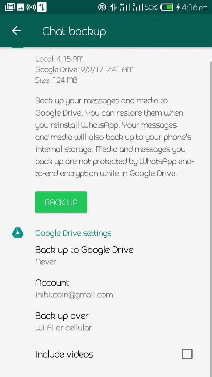 WhatsApp Back Up